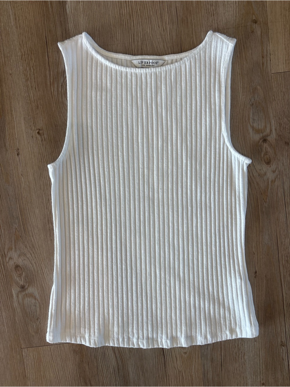 Liverpool White Ribbed Sleeveless Tank Top
